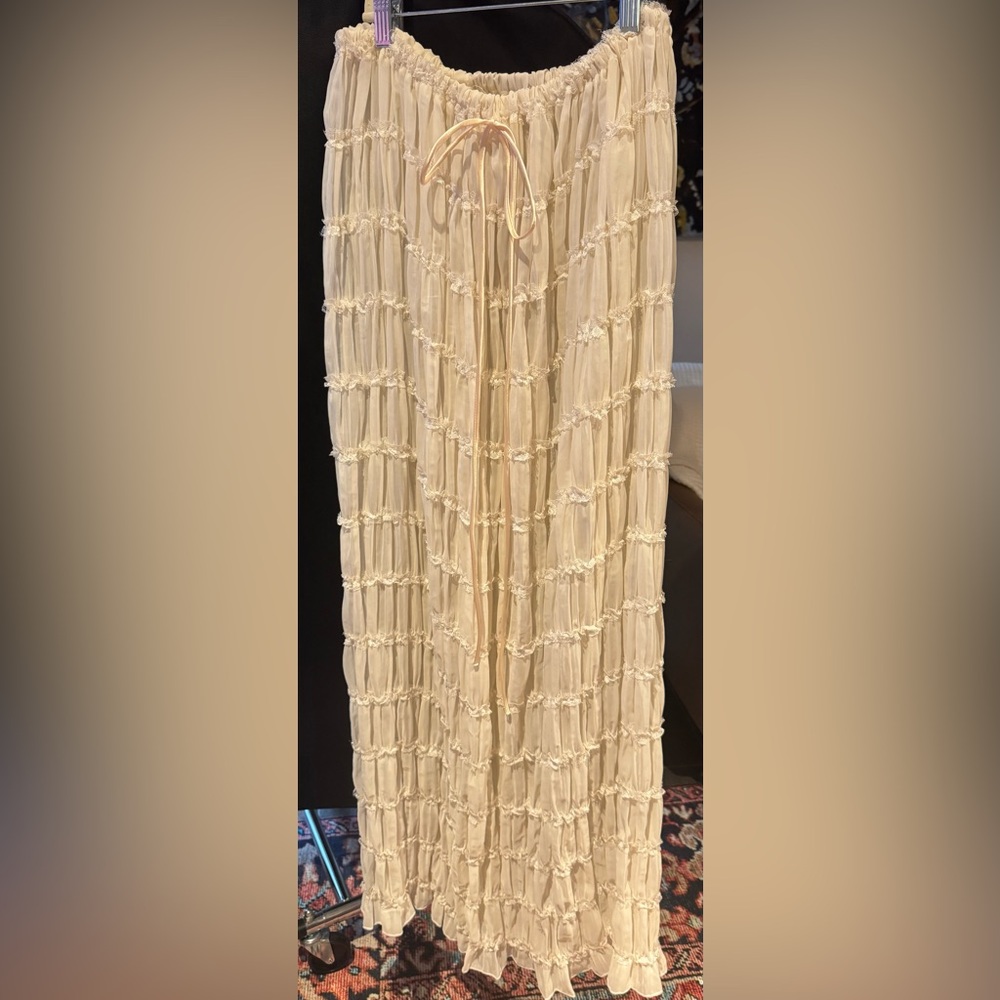 Long Cream Sheer Skirt
